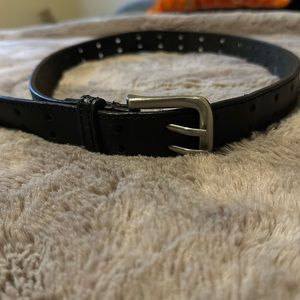 Black Leather Belt w/ Silver Buckle